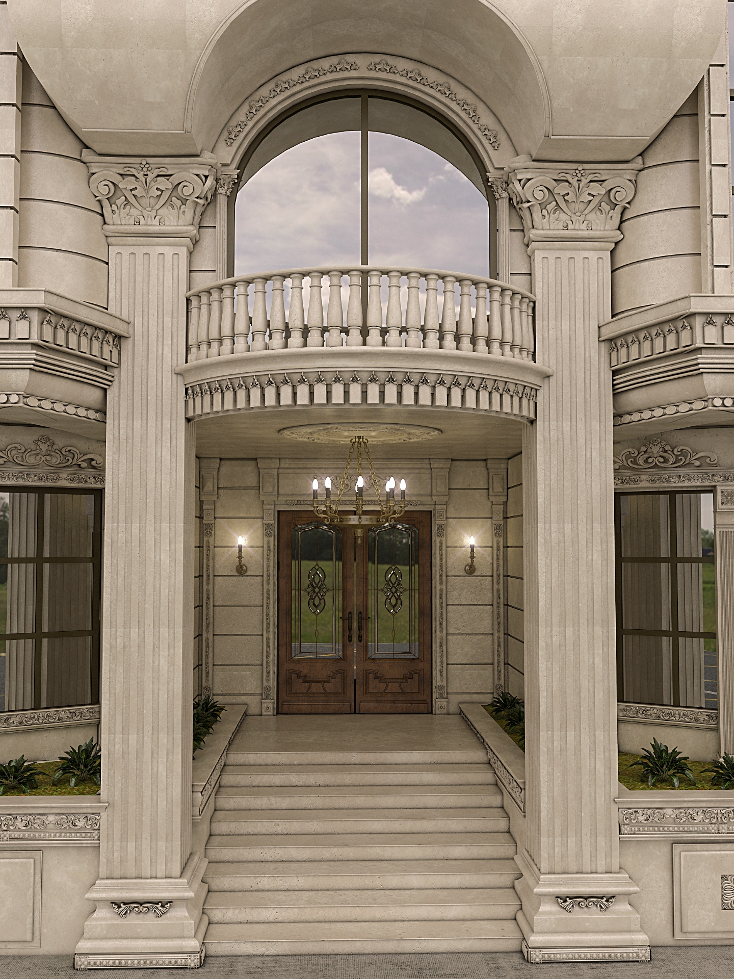 Royal mansion corner perspective