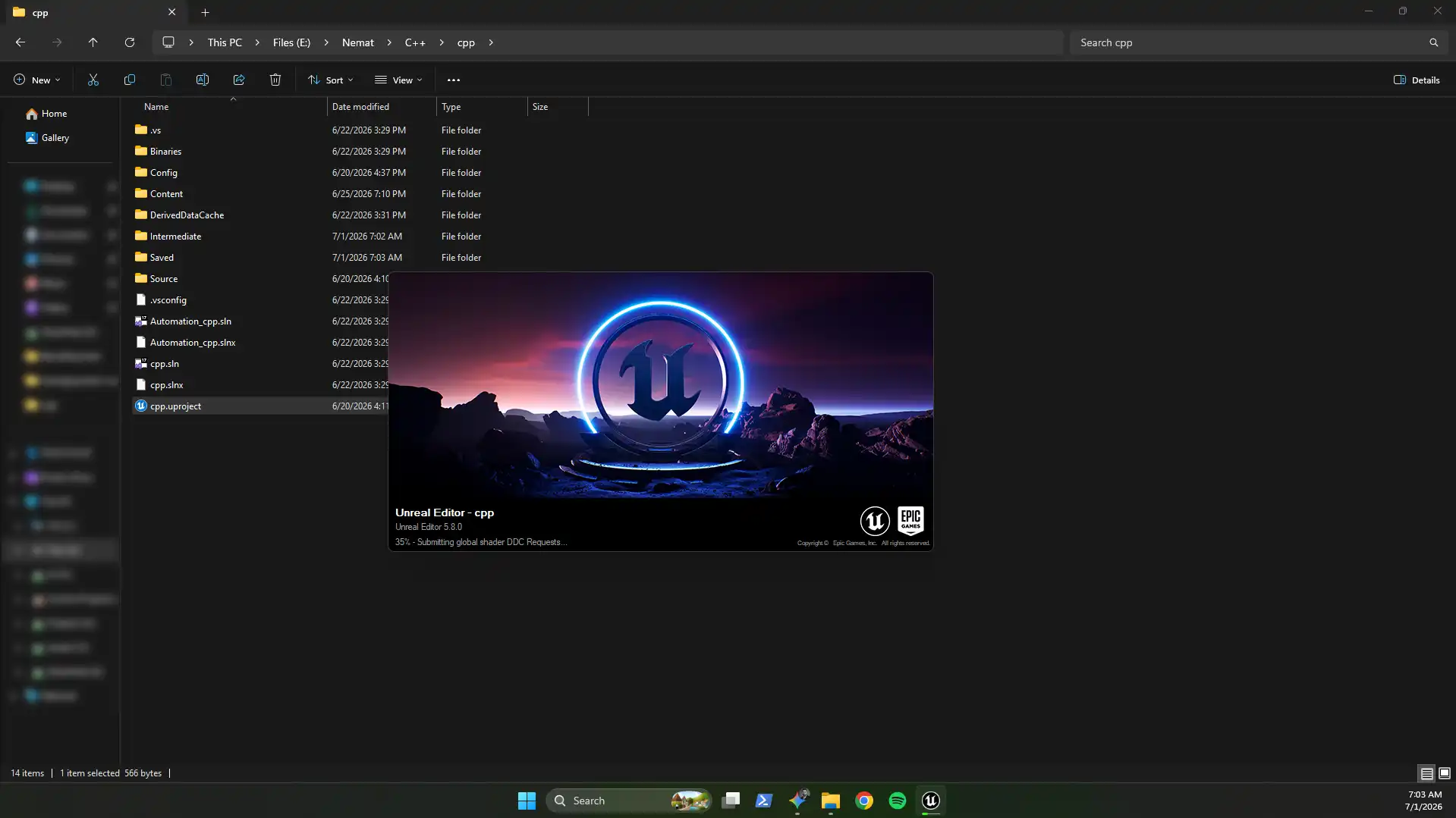 Launching the original UE5 project